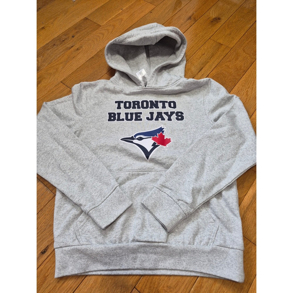 Toronto Blue Jays MLB Kids Hoodie Heather Gray Pullover Sweatshirt Size M 7-8